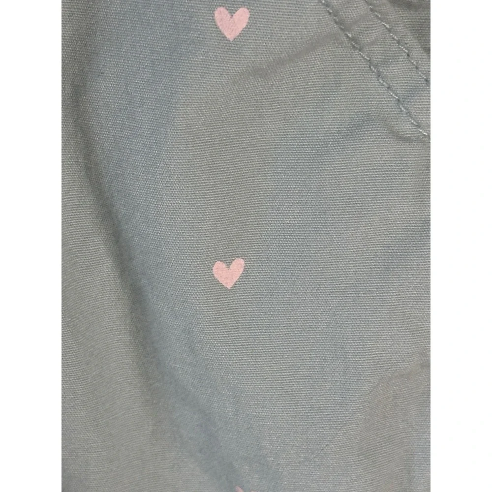 OshKosh Bgosh Kids Light Blue Pink Heart Print Vestbak Bib Overalls